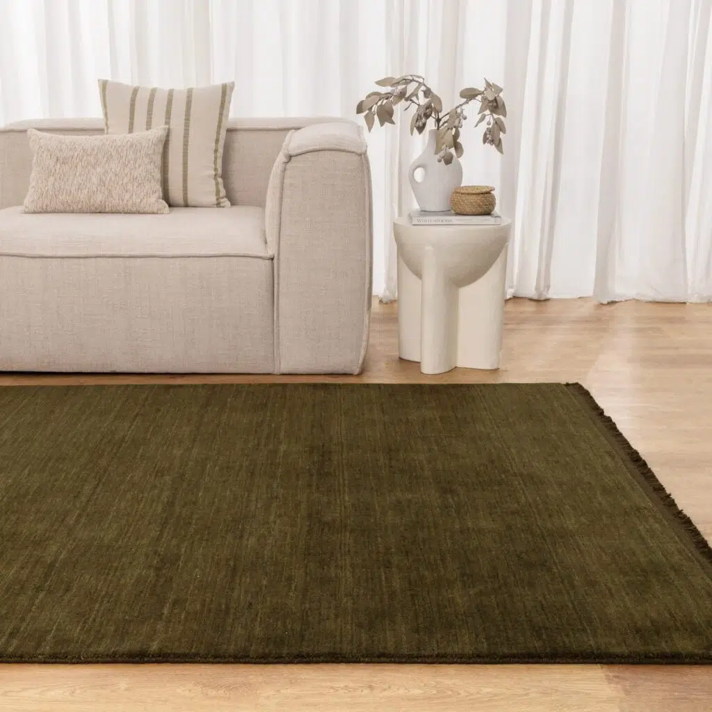 Charleston Hand-Knotted Wool Green Rug