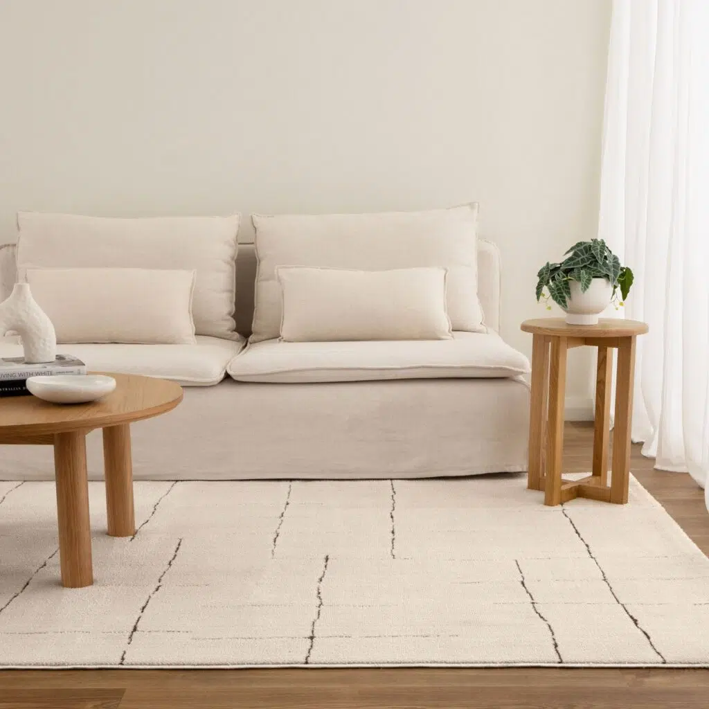 Mila Abstract Lines Brown Cream Rug