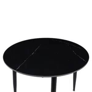 Fiore 90cm Round Sintered Stone Dining Table - Black Marble Look
