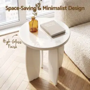 Lumi Round Side Table 40cm - Cream White
