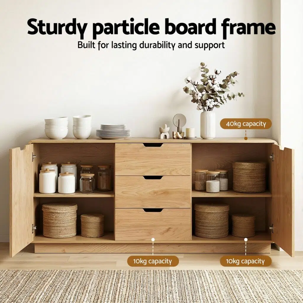 Elsa Buffet Sideboard 160cm with 3 Drawers - Oak
