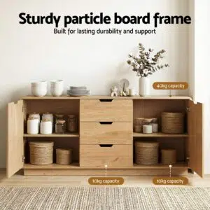 Elsa Buffet Sideboard 160cm with 3 Drawers - Oak