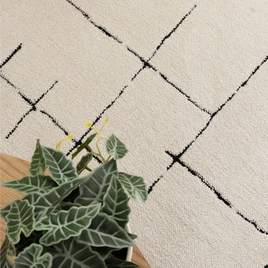 Mila Abstract Lines Black Cream Rug