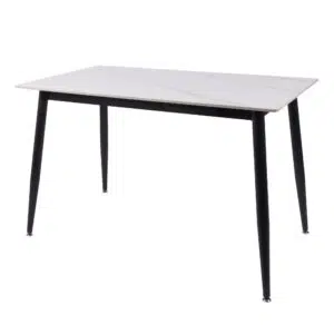 Fiore 120cm Sintered Stone Dining Table - White Marble Look