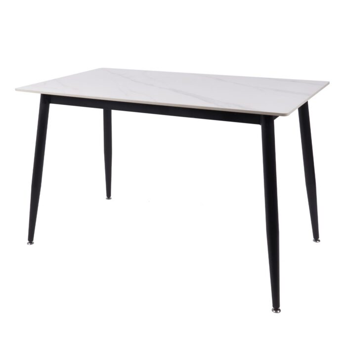 Fiore 120cm Sintered Stone Dining Table - White Marble Look