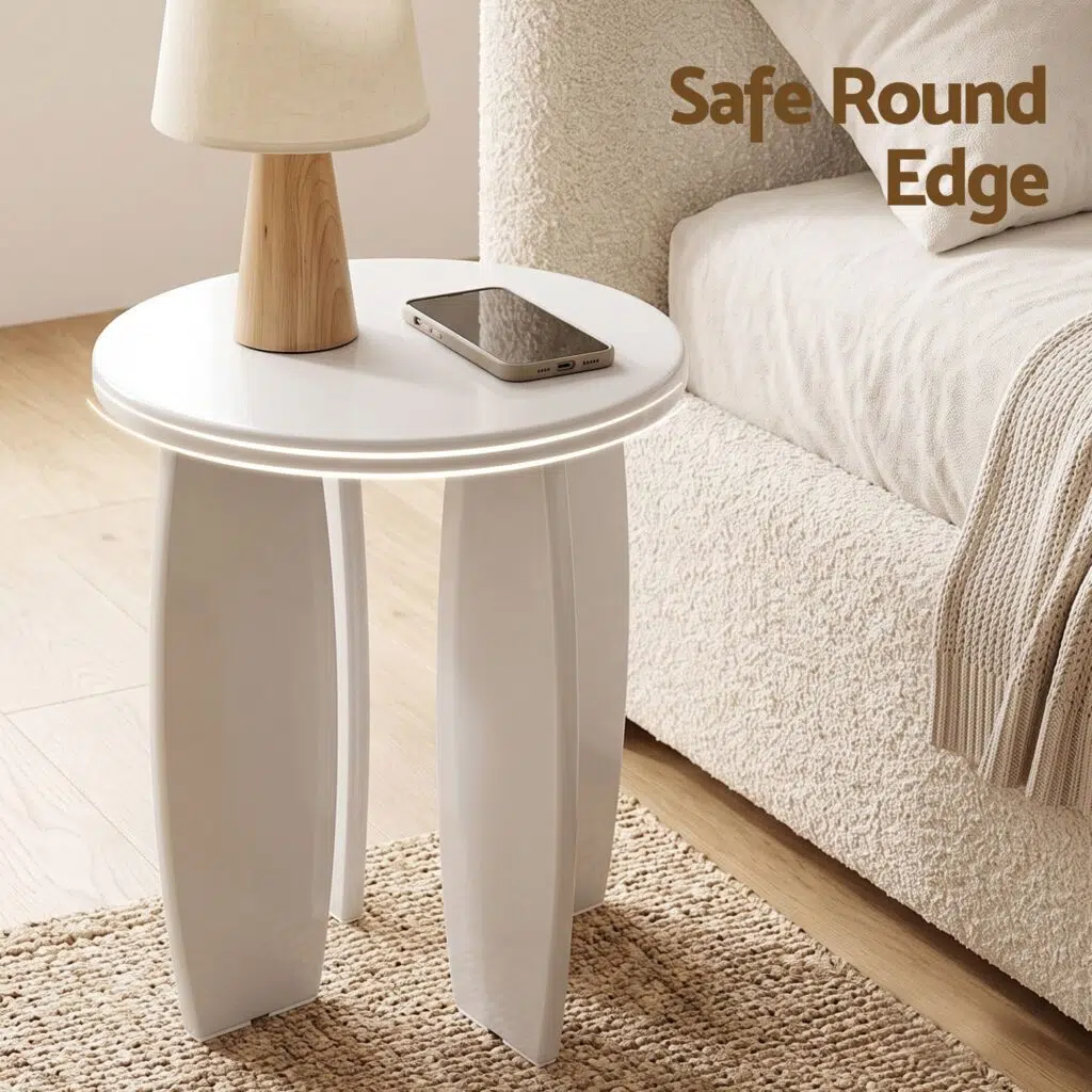 Lumi Round Side Table 40cm - Cream White