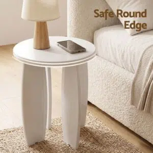 Lumi Round Side Table 40cm - Cream White