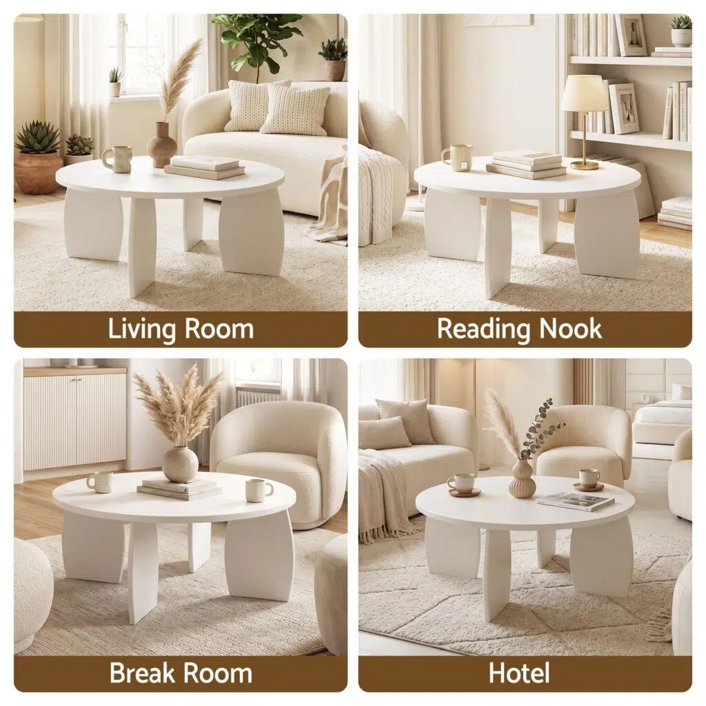 Lumi Round Coffee Table 78cm - Cream White