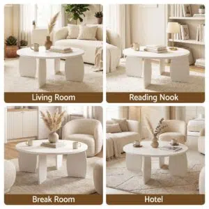 Lumi Round Coffee Table 78cm - Cream White