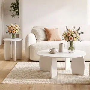 Lumi Round Side Table 40cm - Cream White