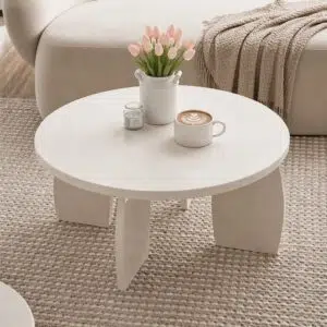 Lumi Round Coffee Table 78cm - Cream White