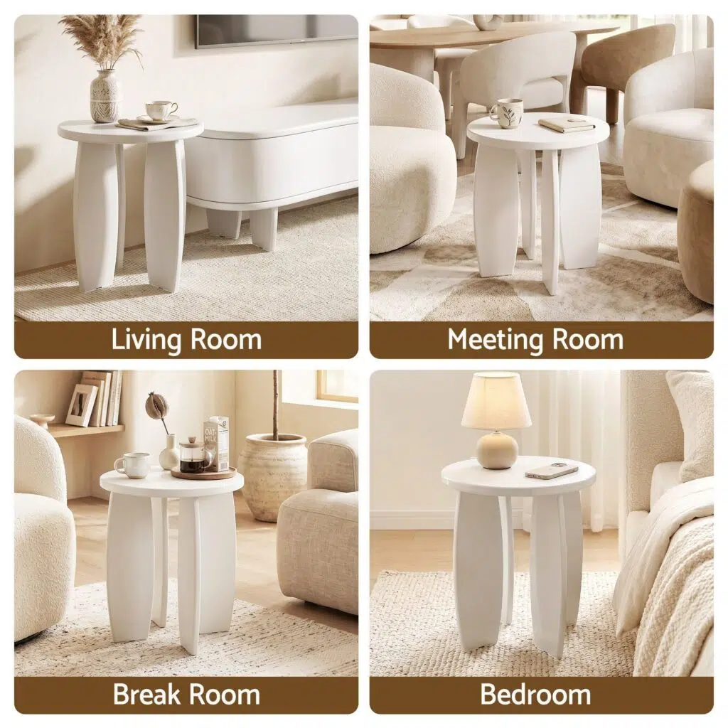 Lumi Round Side Table 40cm - Cream White