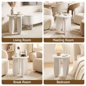 Lumi Round Side Table 40cm - Cream White