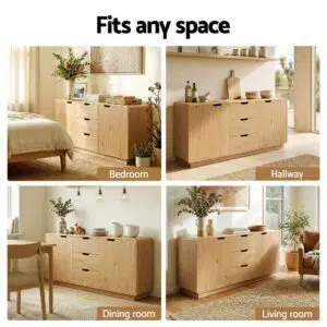 Elsa Buffet Sideboard 160cm with 3 Drawers - Oak
